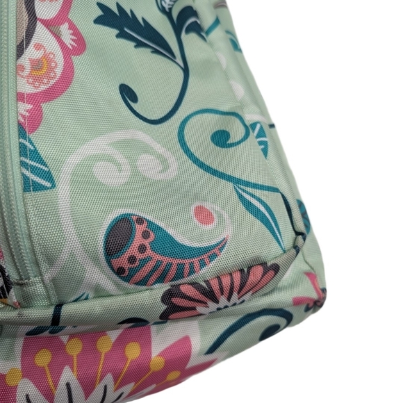 Vera Bradley Essential Lighten Up Sling Backpack Mint Flowers Green Pink Floral - Picture 2 of 6